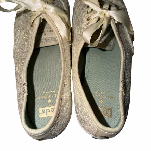 Keds x Kate Spade New York Glitter Sneakers WF53272 Cream Ivory 8.5 Women’s - Picture 7 of 12